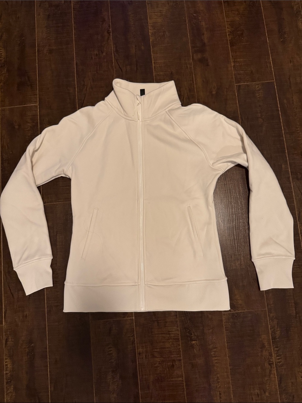 Women’s White Full-Zip Jacket with Stand Collar